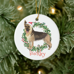 German Shepherd Kerstmis Persoonlijke naam Keramisch Ornament