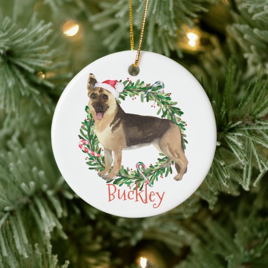 German Shepherd Kerstmis Persoonlijke naam Keramisch Ornament (Boom)