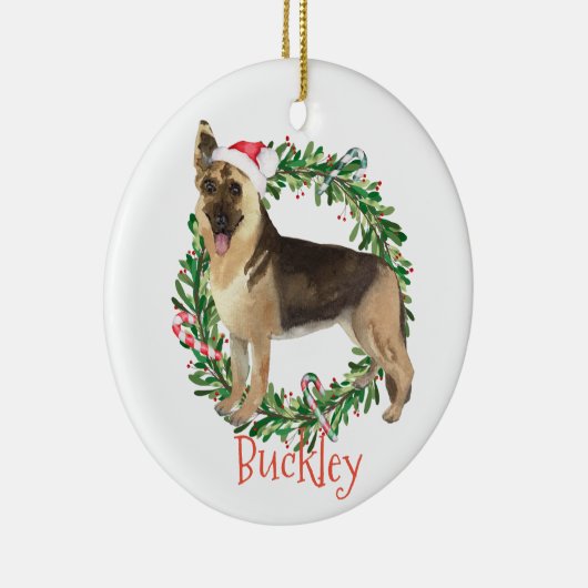 German Shepherd Kerstmis Persoonlijke naam Keramisch Ornament (Rechts)