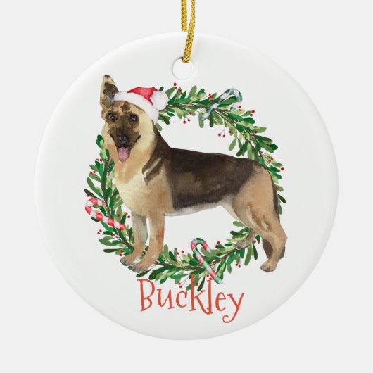 German Shepherd Kerstmis Persoonlijke naam Keramisch Ornament (Voorkant)