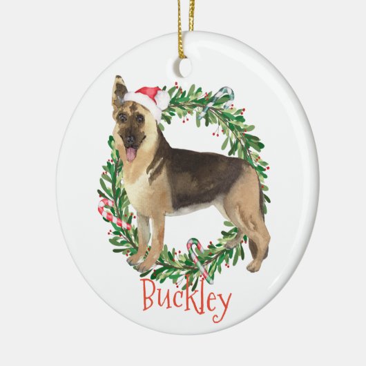 German Shepherd Kerstmis Persoonlijke naam Keramisch Ornament (Links)