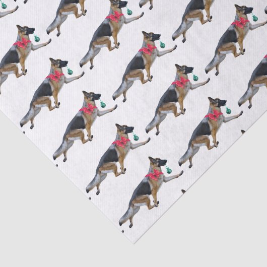 German Shepherd kerstpas paper Tissuepapier (Detail)