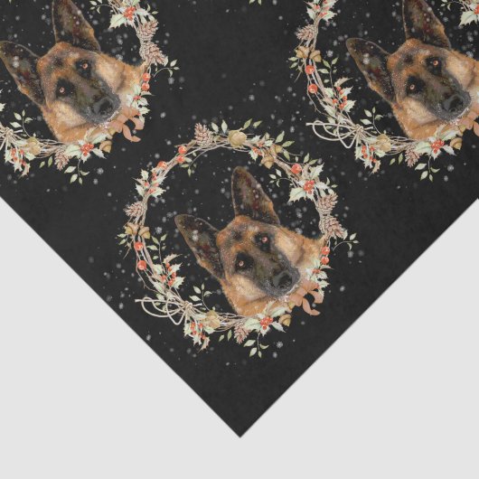 German Shepherd kerstpas paper Tissuepapier (Detail)