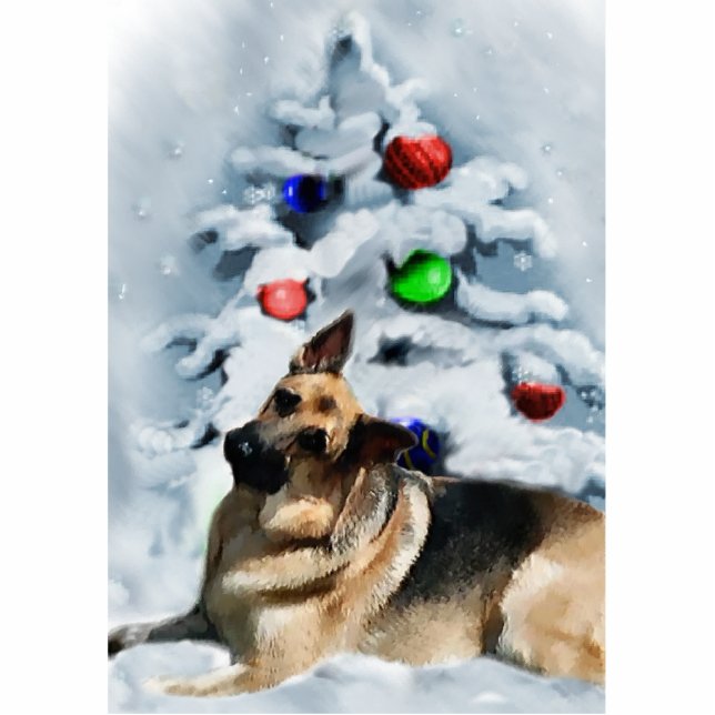 German Shepherd kerstversiering Fotobeeldje Ornament (Voorkant)