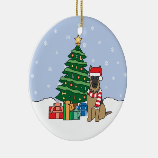 German Shepherd kerstversiering Keramisch Ornament (Rechts)