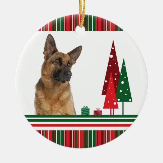 German Shepherd kerstversiering Keramisch Ornament (Voorkant)