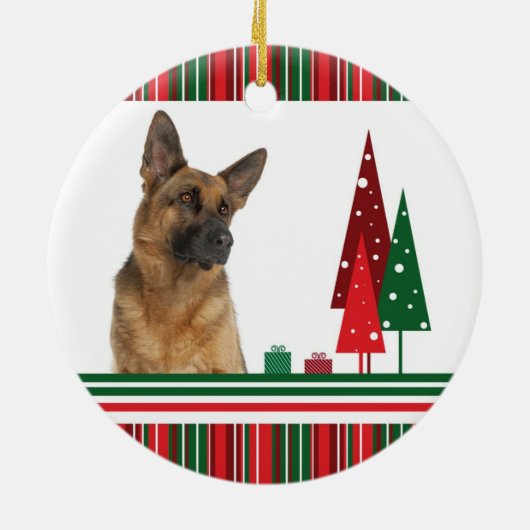 German Shepherd kerstversiering Keramisch Ornament (Achterkant)