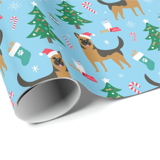 German Shepherd kerstwrapping Paper Cadeaupapier (Rol Hoek)