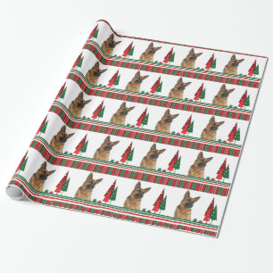 German Shepherd kerstwrapping Paper Cadeaupapier