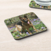 German Shepherd Laying Down Bier Onderzetter (Linkerzijde)