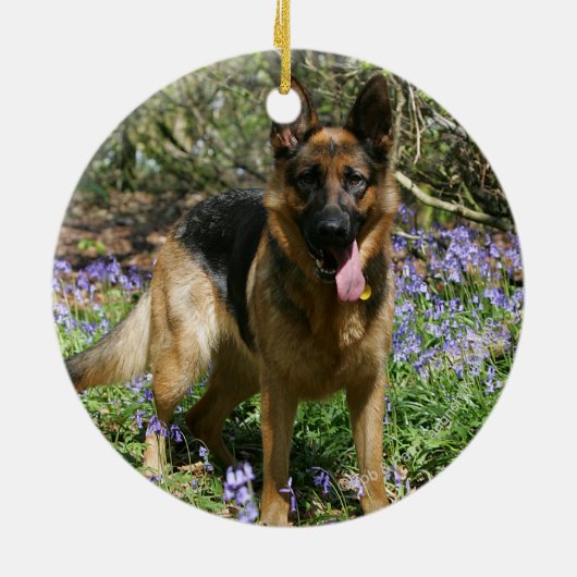 German Shepherd Laying Down Keramisch Ornament (Achterkant)