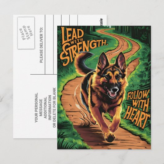 German Shepherd leidt met kracht Briefkaart (Voorkant / Achterkant)