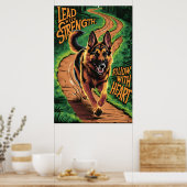 German Shepherd leidt met kracht Poster (Keuken)