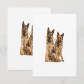 German Shepherd Lights Heart Christmas Santa Xmas RSVP Kaartje (Voorkant / Achterkant)
