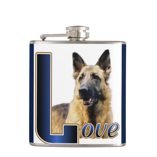 German Shepherd LOVE Gifts Heupfles (Voorkant)