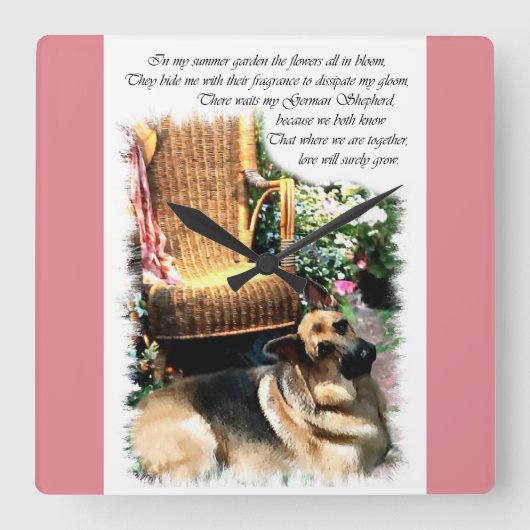 German Shepherd Love Gifts Vierkante Klok (Voorkant)
