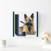 German Shepherd LOVE Gifts Vierkante Klok (Huis)