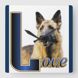 German Shepherd LOVE Gifts Vierkante Klok