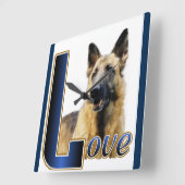 German Shepherd LOVE Gifts Vierkante Klok (Hoek)