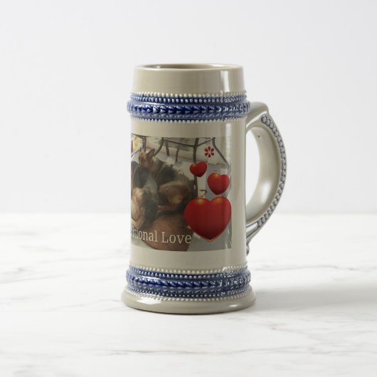 German Shepherd Love Grey/Blue 18 oz Stein Bierpul (Voorkant rechts)