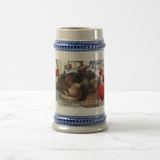 German Shepherd Love Grey/Blue 18 oz Stein Bierpul (Center)