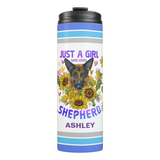 German Shepherd Lover Sunflower Trainer Floral Thermosbeker (Voorkant)