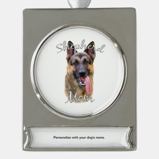 German Shepherd Ma 2 Verzilverd Banner Ornament (Voorkant)