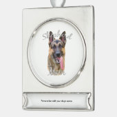 German Shepherd Ma 2 Verzilverd Banner Ornament (Links)