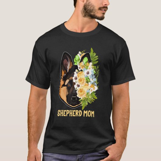 German Shepherd Ma Flowers Apparel Shepherd Mama T-shirt (Voorkant)