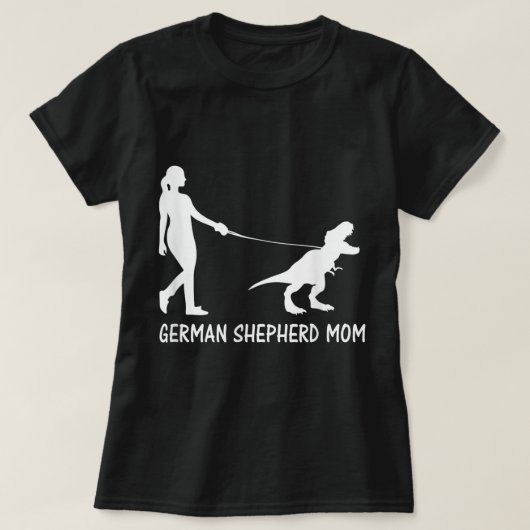 German Shepherd Mam Dinosaur GSD OEigenaars Trex W T-shirt (Design voorkant)