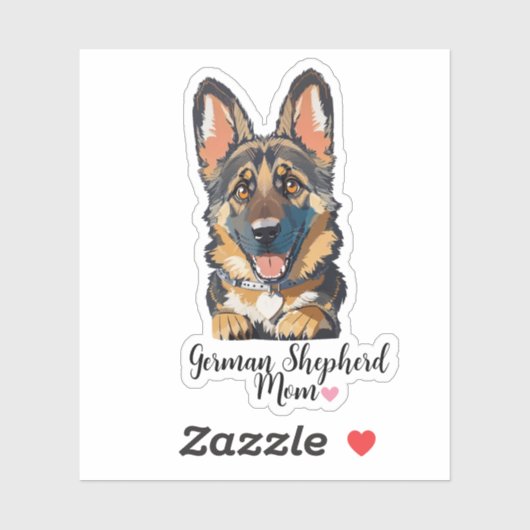 German Shepherd Mam Heart Sticker (Vel)