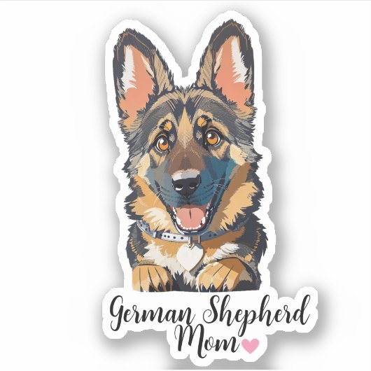 German Shepherd Mam Heart Sticker (Voorkant)