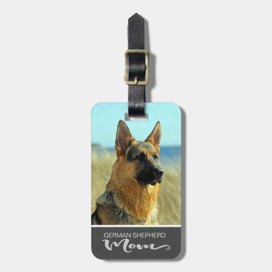 German Shepherd Mam Plaats de foto van je hond Bagagelabel (Voorkant verticaal)