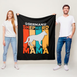 German Shepherd MAMA, Blue Brown on Black Fleece Deken