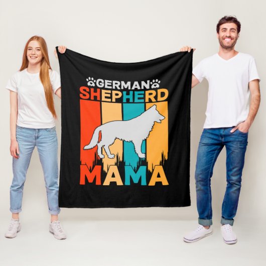 German Shepherd MAMA, Blue Brown on Black Fleece Deken (In situ)