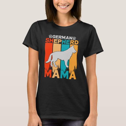 German Shepherd MAMA, Blue Brown on Dames Black T T-shirt (Voorkant)
