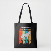 German Shepherd MAMA, Blue Yellows on Black Tote Bag (Voorkant)