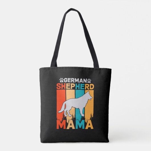 German Shepherd MAMA, Blue Yellows on Black Tote Bag (Achterkant)