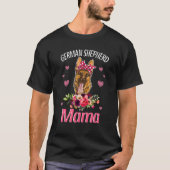 German Shepherd Mama German Shepherd Floral T-shirt (Voorkant)