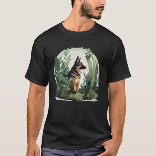 German Shepherd Mama Plant  Dog T-shirt (Voorkant)