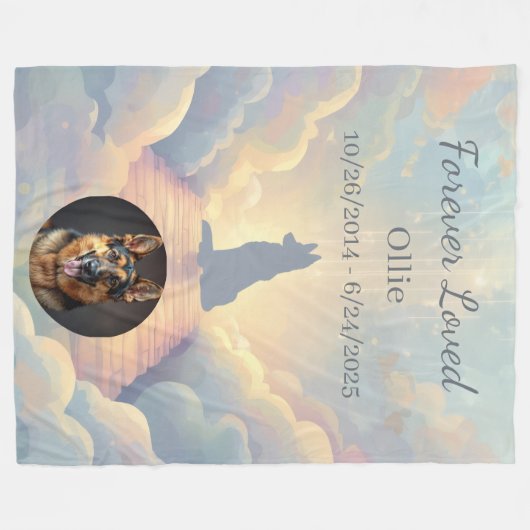 German Shepherd Memorial Blanket | Rainbow Bridge Fleece Deken (Voorkant (Horizontaal))