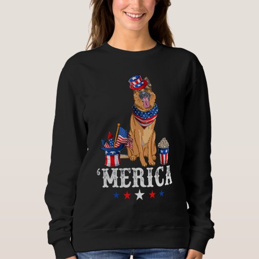 German Shepherd Merica 4 juli Amerikaanse F Trui (Voorkant)