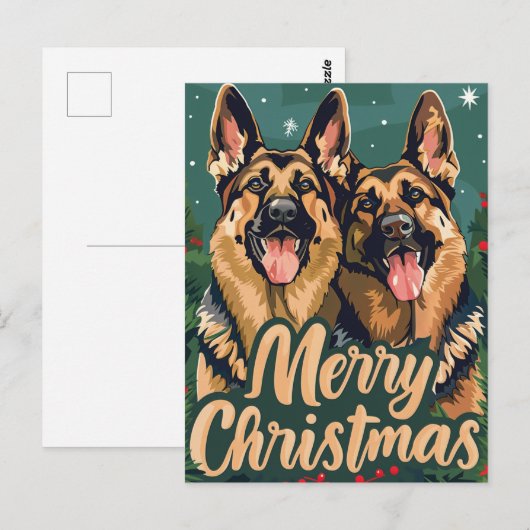 German Shepherd Merry Kerstmis Briefkaart (Voorkant / Achterkant)