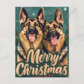 German Shepherd Merry Kerstmis Briefkaart (Voorkant)