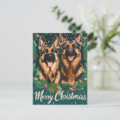 German Shepherd Merry Kerstmis Briefkaart (Staand voorkant)