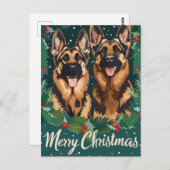 German Shepherd Merry Kerstmis Briefkaart (Voorkant / Achterkant)