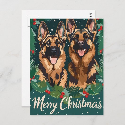 German Shepherd Merry Kerstmis Briefkaart (Voorkant / Achterkant)