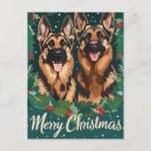 German Shepherd Merry Kerstmis Briefkaart (Voorkant)