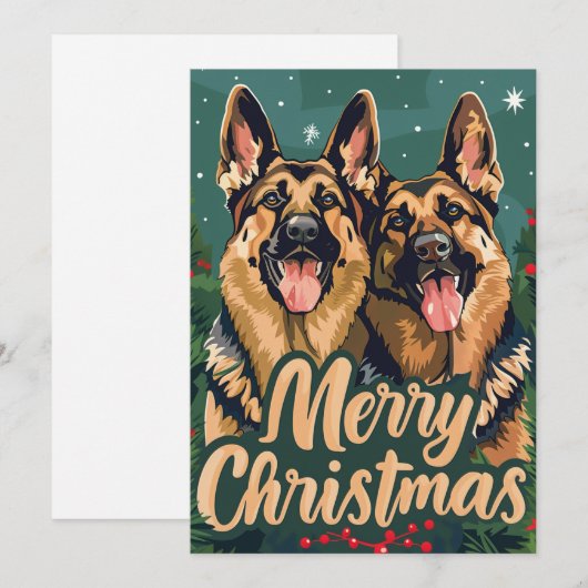 German Shepherd Merry Kerstmis Feestdagenkaart (Voorkant / Achterkant)