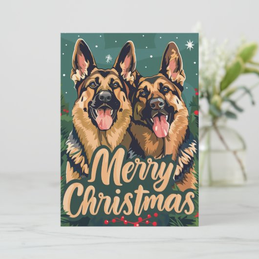 German Shepherd Merry Kerstmis Feestdagenkaart (Staand voorkant)